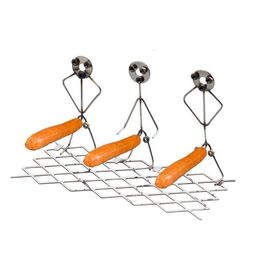 Barbecue grilles chien torréfacteur support Portable gril en acier inoxydable Barbecue porte-saucisse four support pour Camping en plein air 230706