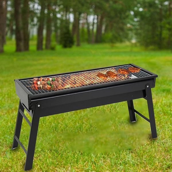 Grilles de barbecue Pliable Barbecue Charcoal Grill Kits d'outils pliants robustes pour la cuisine en plein air Camping Randonnée Pique-nique Facile à transporter 2305706