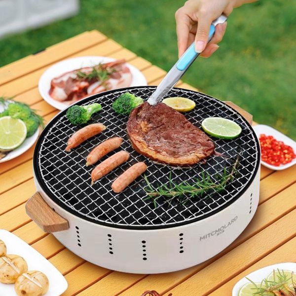 Barbecue Grills Grill Barbecue à charbon de bois portable Style coréen Camping Convient pour la maison en plein air et la cuisson du thé 2305706