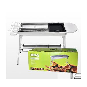 BBQ Grills Grill à charbon de haute qualité portable Portable Polable en acier inoxydable étagère de poêle pour le jardin en plein air Drop Dhvgs Dhvgs