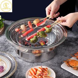 Barbecue Grills coréen en acier inoxydable charbon de bois Barbecue Grill ménage antiadhésif pour la cuisine à la maison en plein air poêle de jardin 230829