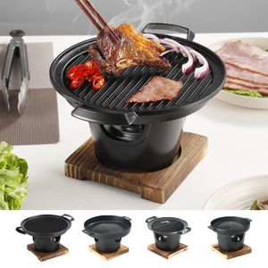 Bbq Grills Mini Barbecue Oven Grill Japanse Rookloze Alcohol Fornuis Houten Frame Outdoor Roosteren Vlees Gereedschap 2305706