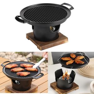 BBQ Grills Mini Grill Japanse Alcohol Fornuis Thuis Rookloze Barbecue Outdoor Plaat Roosteren Vlees Gereedschap 230804