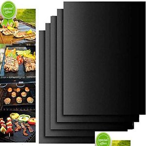 Tapis de gril antiadhésif pour barbecue, 40x33cm, outils de cuisson pour barbecue, feuille de cuisson, résistance à la chaleur, outil de cuisine facile à nettoyer, goutte Dhf6D