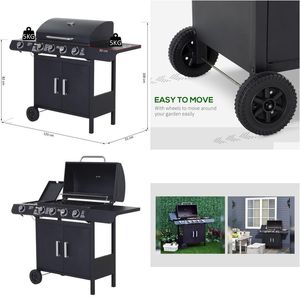 BBQ Grills Outsunny Gas Grill 4 Toevoegen 1 roestvrijstalen brander Garden Yard Barbecue Cooker Druppel