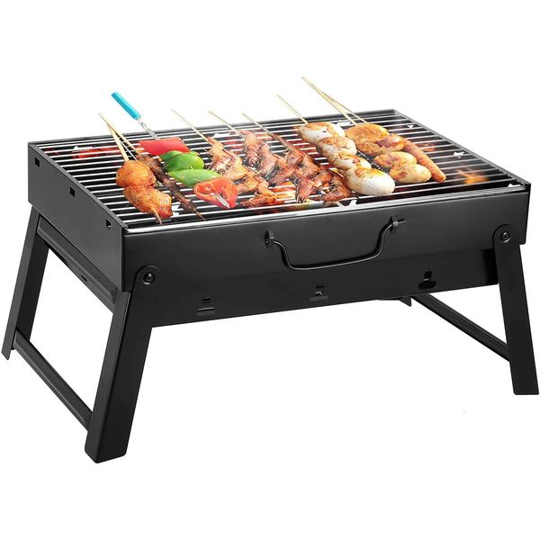 Grills de barbecue Barbecue portable Grill à charbon de bois Poêles de cuisson en acier inoxydable Mini Kits d'outils pour les pique-niques de camping en plein air 231122