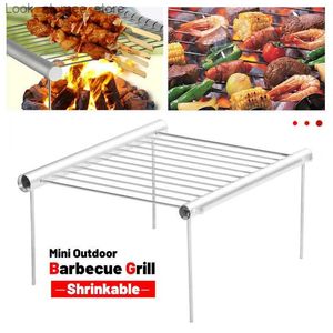 Grilles de barbecue Support de barbecue portable cuisson support de barbecue en acier inoxydable pliant mini support de barbecue maison parc pique-nique accessoires de barbecue en plein air Q240305