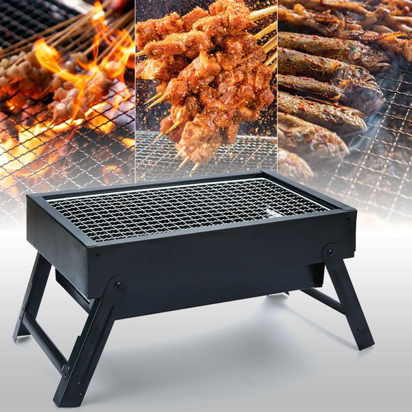 Parrillas para barbacoa Parrilla de barbacoa plegable portátil Parrilla de carbón plegable mini estante kit de herramientas para barbacoa barbacoa para acampar al aire libre herramientas de cocina 230711