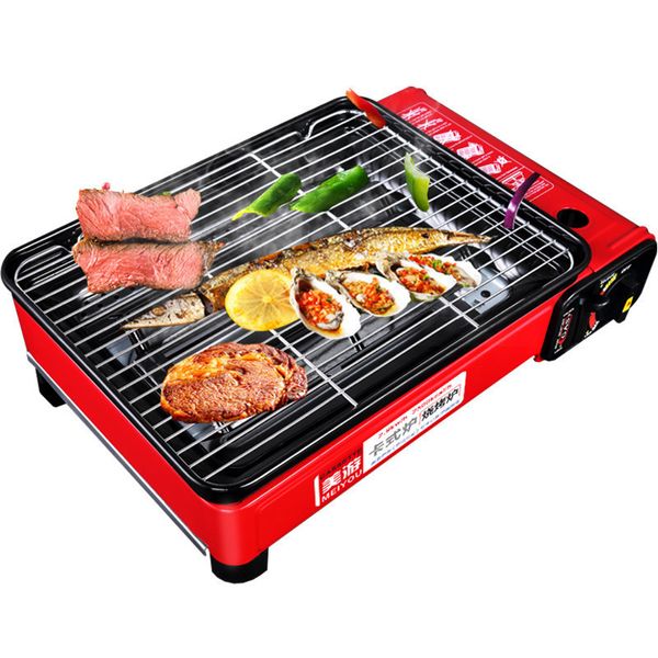 Barbecue Grills Portable Barbecue À Gaz Poêle Sans Fumée En Plein Air Ménage Liquéfié Coréen Grill Carte Poisson Grillé Commercial 230706