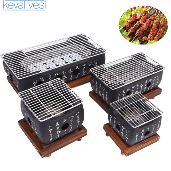 Parrillas para barbacoa Parrilla de barbacoa japonesa portátil Parrillas de barbacoa de carbón Aleación de aluminio Herramienta de picnic para acampar al aire libre en interiores Estufa de barbacoa 230518