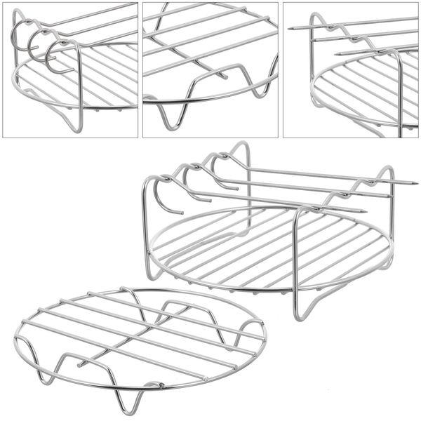 Parrillas para barbacoa Estante Vapor Freidora de aire al vapor Trivet Soporte para cocinar Parrilla de vapor redonda Refrigeración Juego de cocina para hornear Presión de alambre para cesta Huevo 230706