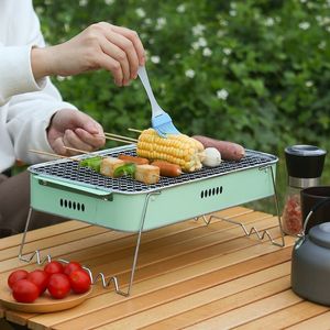 BBQ Grills Kleine Draagbare Opvouwbare BBQ Grills Patio Barbecue Houtskool Grill Fornuis Rvs Outdoor Camping Picknick 230626