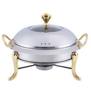 BBQ Grills ensemble de pots en acier inoxydable mini support couvercle en verre trempé or argent Chafing Dish Buffet pan Food Tray Warmer 230808