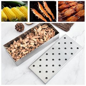 Parrillas para barbacoa, caja de humo de acero inoxidable lavable y plegable, ahumador de astillas de madera para carne, herramienta para barbacoa con sabor ahumado 230706