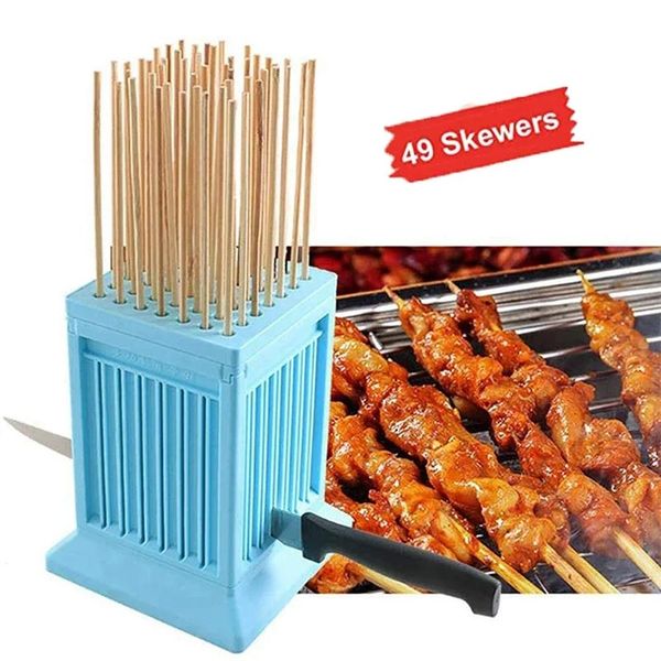 BBQ Machine de chaîne de viande 49 trous Barbecue Tools Tofu Tofu Kebab Maker Box Machine Grill Barbecue Cuisine Accessoires