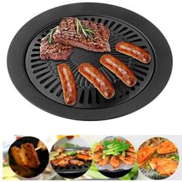 BBQ Outils Accessoires 1 Pcs Coréen Barbecue Plaque Ronde De Fer Grill Sans Fumée Anti-Adhésif Cuisinière À Gaz Rôtissage Ensembles D'outils De Cuisson 230721