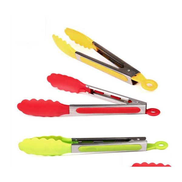 Barbecue Outils Accessoires 1 Pcs En Acier Inoxydable En Plastique Pinces Clip Salade Pain Servir Cuisine En Gros Aléatoire Couleur Drop Delivery Hom Otbrc