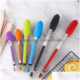 Bbq Outils Accessoires 2Pcs 28Cm395Cm Résistant À La Chaleur Sile Pinces À Aliments Créatif Antidérapant Pain Gadget De Cuisine Drop Delivery Maison Jardin Dhapy