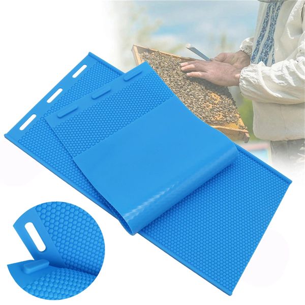 Accessoires d'outils de barbecue 2 pièces Apiculture Silicone cire d'abeille moule en nid d'abeille cire flexible pour feuilles de fondation de machine moule presse gaufrage élevage d'abeilles 230821