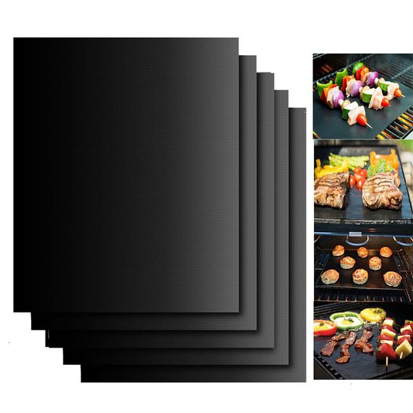 Accessoires d'outils de barbecue 2 pièces grand tapis de gril tapis de gril de barbecue tapis de gril de barbecue antiadhésifs plaque de cuisson plaque de cuisson outils de four de barbecue 60*40cm 230707