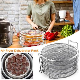 BBQ Gereedschap Accessoires Air Fryer Dehydrator Rack Compatibel met Ninja Foodi 6.5Qt 8Qt Food Grade RVS Stand Accessoires 5 Stapelbaar D 230710