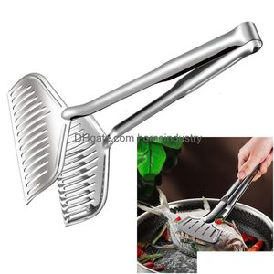 Outils de barbecue Accessoires Pinces de cuisson pour barbecue Pince à poisson frit en acier inoxydable Clip pour steak de boeuf Pain Griller Drop Livraison Hom Dhv6N