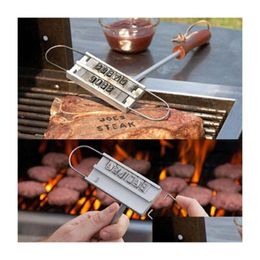 BBQ Tools Accessoires Barbecue Grill Branding IJzeren Handtekening Naam Markering Stempelgereedschap Vlees Steak Burger 55 x Letters en 8 Spaces Bak Dhnmp