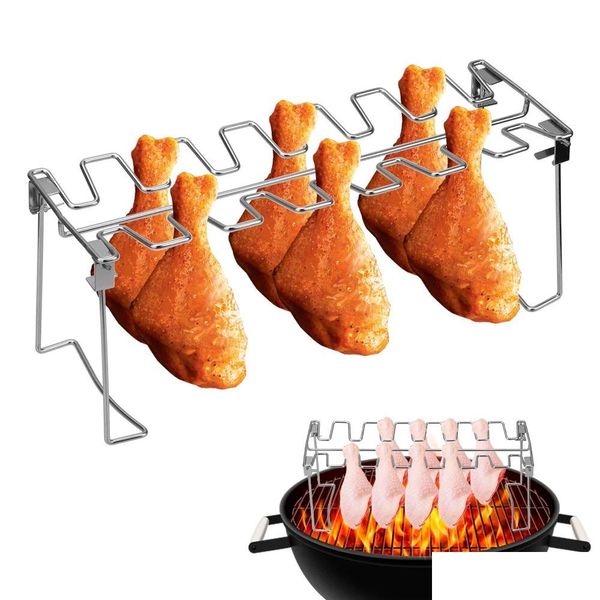 Outils barbecue accessoires barbecue de côte rôti rôti en acier inoxydable poulet jambe de gril à cartonne goutage gouttes d'aile à la maison.