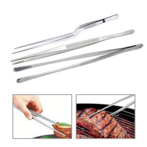 BBQ Tools Accessoires Basedidea 12inch tang roestvrij staal extralong pincet pincet voedsel clip vlees rundvlees tong met precisie gekartelde tips 230522