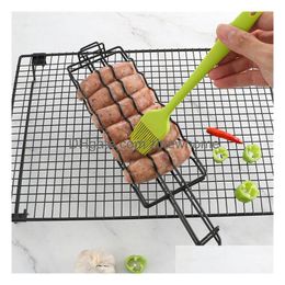 Accessoires d'outils de Barbecue Accessoires d'outils de Barbecue support de Barbecue de maïs Clip de filet de Sau panier de fer en acier détachable pliant Portable grillade M Dh7P4