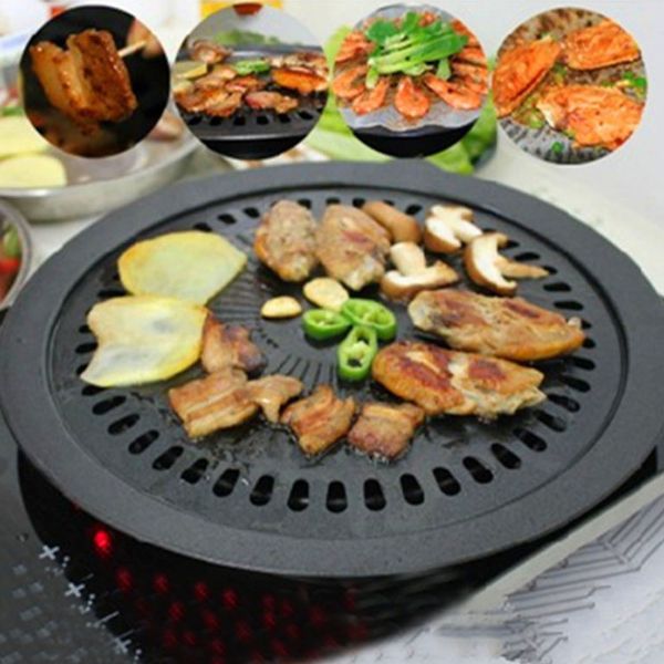 Herramientas para barbacoa Accesorios Behokic bbq coreano Sin humo Estufa antiadherente Barbacoa Parrilla de gas Pan para cocina al aire libre en interiores Utensilios de cocina Herramienta para barbacoa 230707