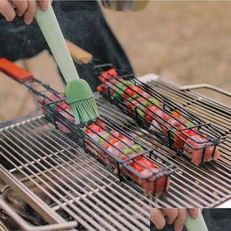 Outils de barbecue Accessoires Cam Barbecue Panier à griller Grill à charbon de bois à l'extérieur Portable Viande à rôtir antiadhésive Lx6343 Drop Delivery Home G Otyfz