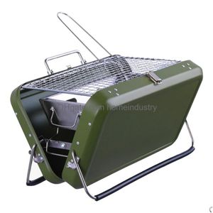 Bbq Outils Accessoires Charcoal Barbecue Grill En Plein Air Ménage Pliant Portable Poêle À Carbone Fl Set Pour Camp Drop Delivery Accueil G Dhdor