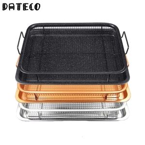 BBQ Tools Accessoires Copper Baking Tray Oil Friture Baking Pan Nit-Stick Chips Mand Bak Dish Grill Mesh Barbecue Tools Pook Gereed voor keuken 230419