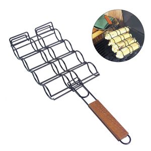 Accessoires d'outils de BBQ panier de gril de maïs support métallique pour manche en bois Barbecue outil antiadhésif de cuisson réglable 230920