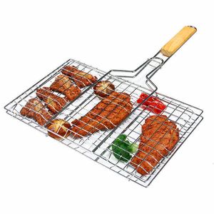 Accessoires d'outils de barbecue Panier de grillade pliable Grille de barbecue antiadhésive en acier inoxydable pour porte-légumes à steak de poisson 230603