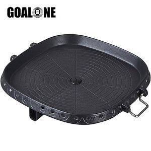 Herramientas para barbacoa Accesorios GOALONE Parrilla coreana con superficie recubierta de piedra Maifan Antiadherente Camping Freír Placa portátil para exteriores 220922