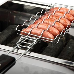 BBQ Outils Accessoires Griller Panier En Métal Barbecue Saucisse Rack Net Pique-Nique Camping Maison Cuisine 220921