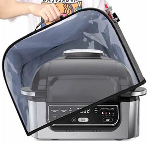 BBQ Tools Accessories Indoor Grill Cover for Ninja Foodi AG300 AG301 AG302 AG400 Waterproof Clear Front Panel Dust with Storage Pockets 230821