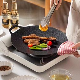 BBQ Tools Accessoires Koreaanse grill anti -aanbak Pan cirkelvormige maifan stenen fornuis barbecuebladen BBQ -benodigdheden kunnen buiten worden gebruikt 230522