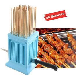 Herramientas para barbacoa, accesorios, máquina de cuerdas para carne, 49 agujeros, pincho para barbacoa, tofu, caja para hacer kebab, parrilla, cocina, 220922