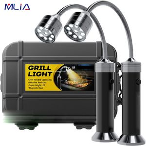 Accessoires d'outils de barbecue MLIA 2 pièces lampe de lumière de gril LED magnétique Portable 360 degrés réglable lumières de Barbecue éclairage extérieur 221128