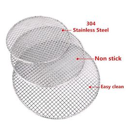 Bbq-gereedschap Accessoires Anti-aanbaklaag 304 roestvrij staal Rond Barbecue Net Mesh Rekken Rooster Rooster Stoomdaling Levering Thuis Gard Otafl