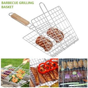 BBQ Outils Accessoires Antiadhésif Poisson Griller Panier Barbecue Rack Grill Net Steak Viande Crevettes Porte-Légumes Outil Cuisine 231018