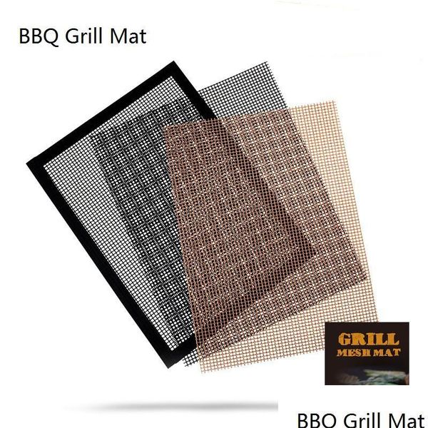 Outils de barbecue Accessoires Tapis de gril antiadhésif Tapis de cuisson pour barbecue Maille réutilisable pour la cuisson en plein air Livraison directe Maison Jardin Patio Pelouse Dhgby