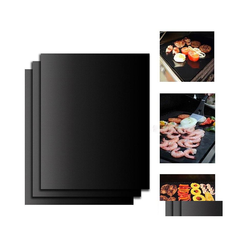 Bbq Tools Accessories Nonstick Grill Mat Thick Durable 33X40Cm Barbecue Reusable No Stick Sheet Picnic Cooking Tool Drop Delivery Dh1Mk