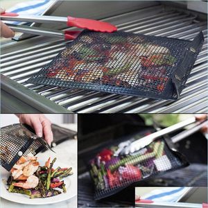 BBQ Tools Accessoires Accessoires Nitvick Mesh Bag Herbruikbaar en gemakkelijk te schonen buiten picknick grill drop levering home tuin patio gazon cooki dhk6y