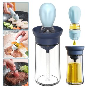 Outils de barbecue Accessoires Brosse à bouteille d'huile Récipient en verre de silicone Cuisine Pompe à olive Pot Vinaigre Vaporisateur Distributeur de batterie de cuisine Outil de condiment de cuisson 230414