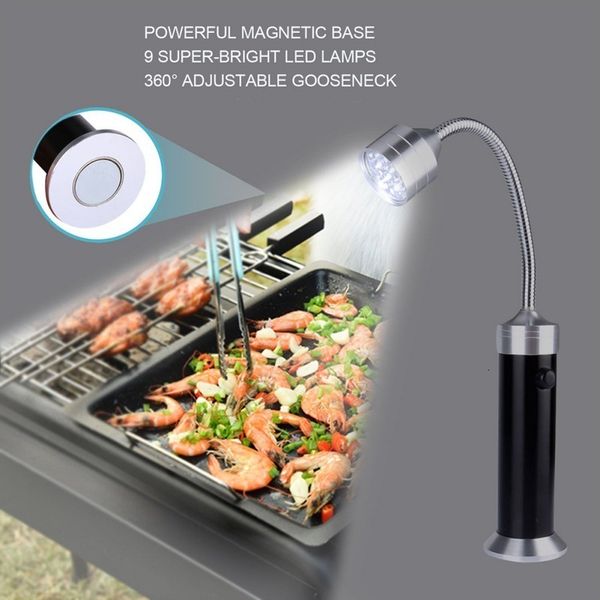 Accesorios de herramientas para barbacoa Barbacoa al aire libre Barbacoa Luz Parrilla Weber Accesorios Lámpara LED para barbacoas Herramientas Brochetas Shish Kebab Luces de barbacoa magnéticas 230620