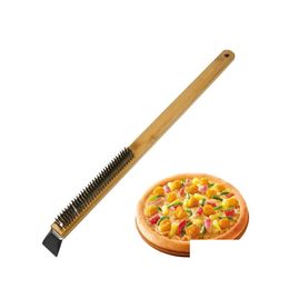 BBQ Tools Accessoires Ovenborstel Draad Pizza Stone Cleaning with Scraper Grill XBJK2207 Drop Delivery Home Garden Patio Graden Outoo Dhvyn